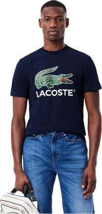 Lacoste Heren Krokodilprint Regular T-Shirt (Marineblauw)