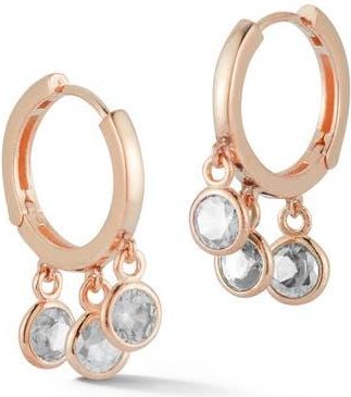 Sphera Milano Circle Charm Huggie Hoop Earrings in Rose Gold at Nordstrom Rack