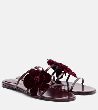 Zimmermann Orchid floral-appliqué leather sandals