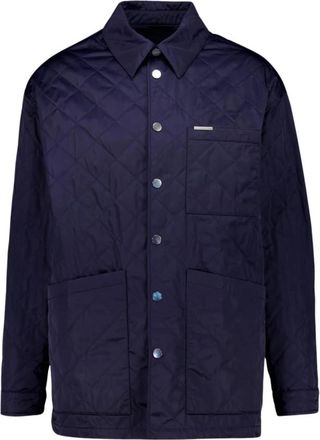 Ferragamo Blauwe Gewatteerde Nylon Jas - Heren - Zomerjassen - Blauw - L - Nylon - Jassen