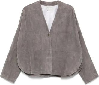Forte_Forte Kimono Daim Jacket - Dames - Zomerjassen - Beige - M - Leer - Jassen