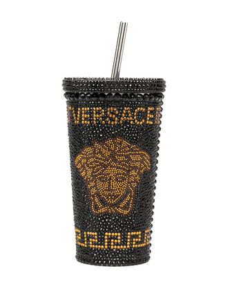 Versace Medusa crystal-embellished travel cup - unisex - Aluminium - One Size - Black