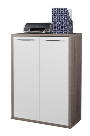 Composad Composad Mobile Contenitore Della Linea Disegno Con 2 Ante, Armadietto Portadocumenti Da Archivio, (lxaxp) 81,60x112x35,70 Cm, Rovere Sonoma E Bianco 
