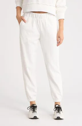 Yogalicious Stone Wash Lace Trim Joggers in White Dove at Nordstrom Rack, Size X-Small