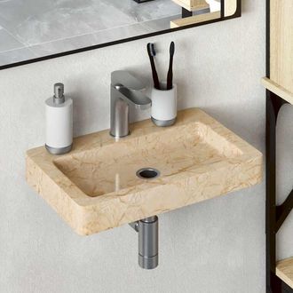 vidaXL Lavabo De Pared M&aacute;rmol Crema 38x24x6,5 Cm Vidaxl