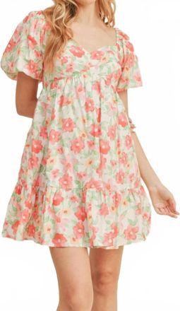 Merci Floral Sweetheart Mini Dress In Pink/white