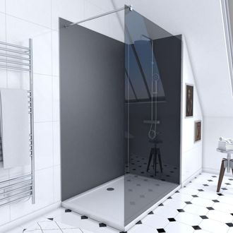 Aurlane Pack Ducha 90x120 - Paneles Gris/cromato + Plato + Mampara Vidrio Ahumado