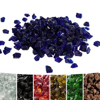 Teamson Home 4 Kg Rocas De Lava Para Braseros De Gas, Cristal De Fuego Templado, Seguro Para Estufas De Gas De Jard&iacute;n Exterior, Azul - Teamson Home