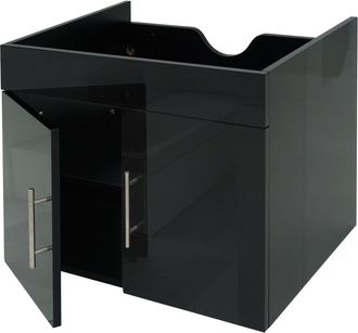 Hhg [nunca Usado] Mueble Bajo Lavabo Hhg-236, Mueble Bajo Lavabo Muebles De Ba&ntilde;o, Mvg Alto Brillo 60cm, Negro