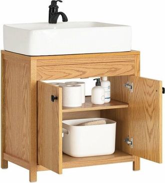 SoBuy Sobuy - Mueble Para Debajo Del Lavabo Fregadero Armario De Ba&ntilde;o Armario De Almacenaje De Suelo 2 Puertas 60 X 35 X 60 Cm Bzr98-n Es