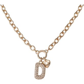Juicy Couture Bubble Letter Necklace for Women with Clear Stones 18+2, Chunky Initial Necklace Gold-Tone in Letter D at Nordstrom