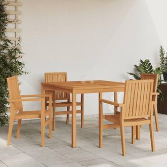 Berkfield Home 5 Piece Garden Dining Set Solid Wood Teak in Brown
