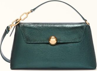 Furla Sfera Soft Borsa Mini Botanical Green Pelle Di Vitello Piuma Metal Donna