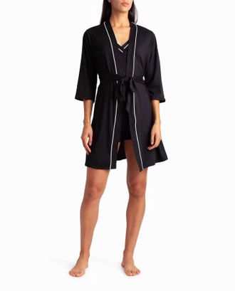 Nicole Miller Peached Jersey Three-Piece Sleepwear Set In Black
