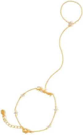 Girls Crew Howdy Partner 18k Gold Plated Cubic Zirconia Hand Chain at Nordstrom