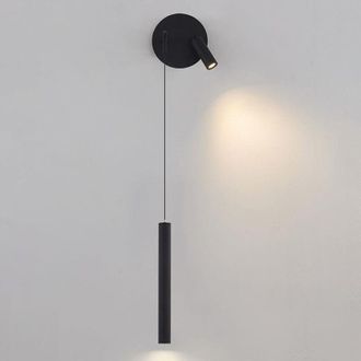 OEM Aplique De Pared Led, Tubo Largo Negro, Con Foco Giratorio, Aplique De Pared Met&aacute;lico, L&aacute;mpara De Mesilla De Noche, Luz C&aacute;lida De 3000 K