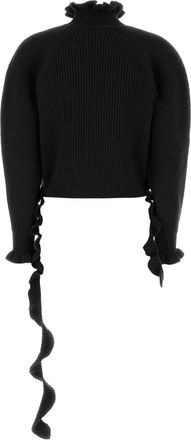 Blumarine Ruffled Virgin Wool Sweater - Black