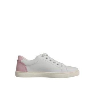 Dolce & Gabbana Schoenen, Dames, Wit, 37 EU, Leer, Witte Roze Leren Lage Sneakers