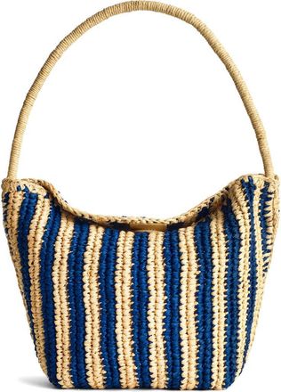 Madewell The Signature Woven Raffia Shoulder Bag in Retro Blue Stripe Multi at Nordstrom