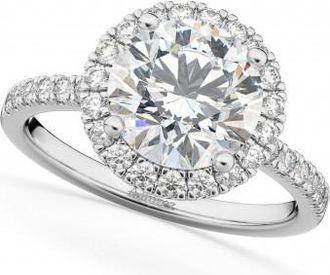 Allurez Halo Moissanite & Diamond Engagement Ring 18K White Gold 2.10ct