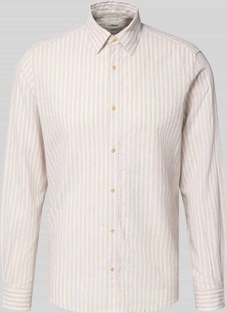 s.Oliver Red Label Regular Fit Freizeithemd aus Leinen-Baumwoll-Mix in Beige, Gr&ouml;&szlig;e XXL