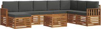 vidaXL Conjunto De Sof&aacute;s De Exterior 9 Uds. Natural Y Antracita Vidaxl