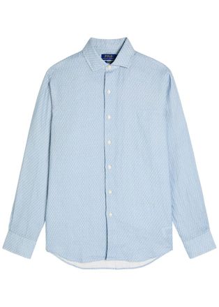 Polo Ralph Lauren Patterned-jacquard Linen Shirt - Blue - XL