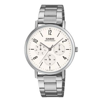 Casio Mens White Dial Stainless Steel Multifunction Watch - MTP-VT06D-7BDF