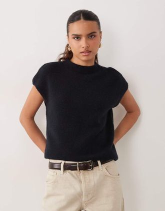 Abercrombie & Fitch top in maglia a collo alto nero