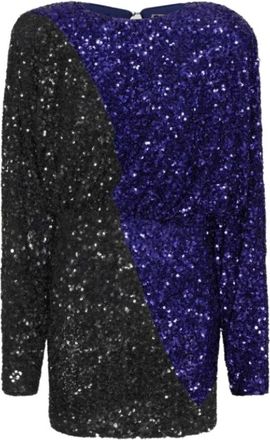 Rotate Two-tone Sequins Mini Dress - Dames - Feestkleedjes - Blauw - XS - Pailletten - Kleedjes