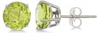 Allurez Peridot Stud Earrings Sterling Silver Prong Set (2.50ct)