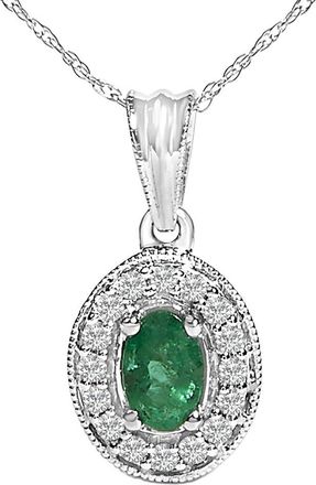 House of Brilliance Haus Of Brilliance Colorful Gemstones 14K 0.75 Ct. Tw. Diamond & Emerald Pendant Necklace