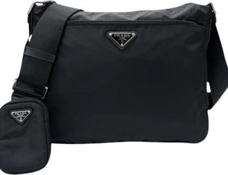 Prada Pre-owned Vintage Nylon Crossbody Bag - Dames - Vintage Schoudertas - Zwart - ONE Size - Nylon - Vintage
