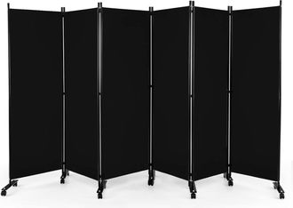 Costway Costway Biombo De Dormitorio De 6 Paneles, Separador De Ambientes Plegable, Pantalla De Privacidad Rodante De 172 Cm Con Ruedas Bloqueables, Pared Sep