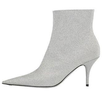 Balenciaga (WMNS) Balenciaga 85mm Knife Glitter Boots Silver 579280WA7018163