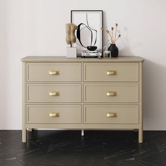 Melody Maison Large 6 Drawer Chest Of Drawers - Lawrence Mocha Range in Beige