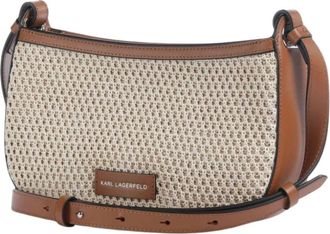 Karl Lagerfeld Saddle Raffia - Dames - Schoudertassen - Bruin - ONE Size - Leer - Tassen