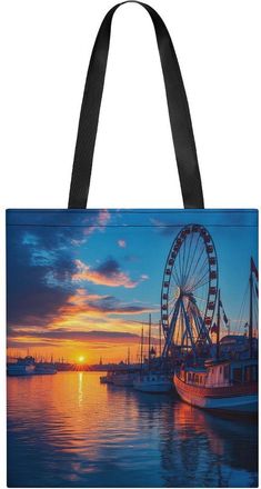 Generic Old Town Pier in Helsinki Finland Tote Bag for Women Men Shoulder Bags Purses Pouch Handbags