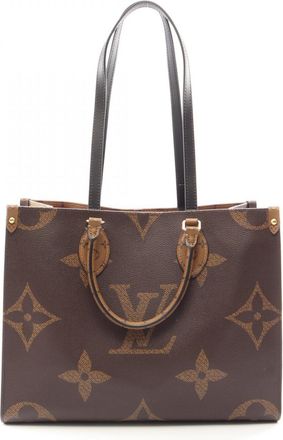 Louis Vuitton Beige Brown Monogram Coated Canvas Leather Handbag Tote Bag (Pre-Owned)
