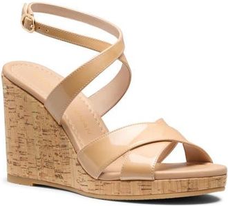 Stuart Weitzman Alyssa Ankle Strap Wedge Sandal in Adobe at Nordstrom, Size 6.5
