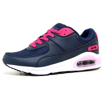 AirTech Ladies Running Trainers Air Tech Shock Absorbing Fitness Gym Sports Shoes Size 4-8 (Ladies UK Size 4, Navy/Hot Pink)