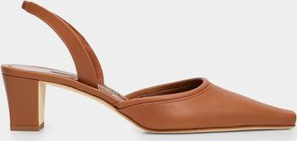 Manolo Blahnik Vendona 50MM Leather Block-Heel Pumps