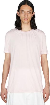 AARON ESH T-shirt met gerimpelde halslijn - Heren - T-shirts - Roze - L - Tops