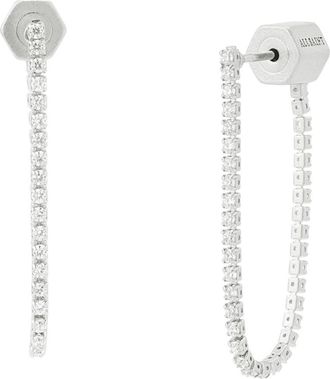AllSaints Crystal Front to Back Earrings in Crystal/warm Silver at Nordstrom