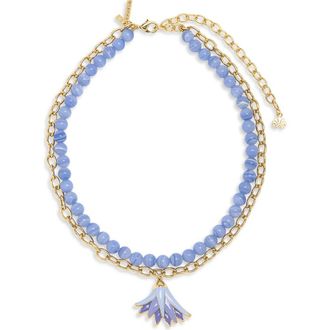 Lele Sadoughi Enamel Lotus Necklace in Lavender at Nordstrom