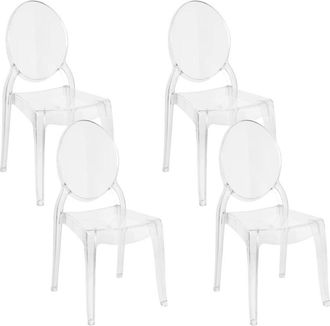 Beliani Beliani - Dining Chair Kitchen Transparent Synthetic Oval Backrest Armless Glossy Merton