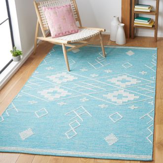 Safavieh Kilim Hand Made Area Rug, Teal / Ivory Bohemian Style Non-Shedding
