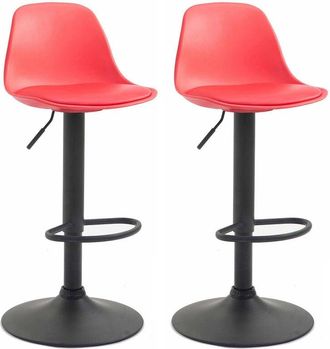 Clp Set 2 sgabelli Kiel in polipropilene e similpelle nero rosso