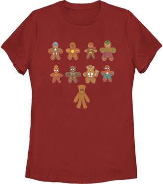 MARVEL Womens Marvel Christmas Gingerbread Cookie Avengers Graphic T-Shirt in Red at Nordstrom, Size Xx-Large