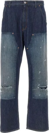 Maison Margiela Jeans, Heren, Blauw, W32, Katoen, Wide Leg Jeans